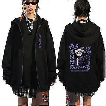 Giappone Anime Jujutsu Kaisen Felpa Con Cerniera Con Cappuccio Satoru Gojo Manga Grafica Zip Up Giacca Felpa Uomo Donna Pullover Streetwear Con Cappuccio | IT