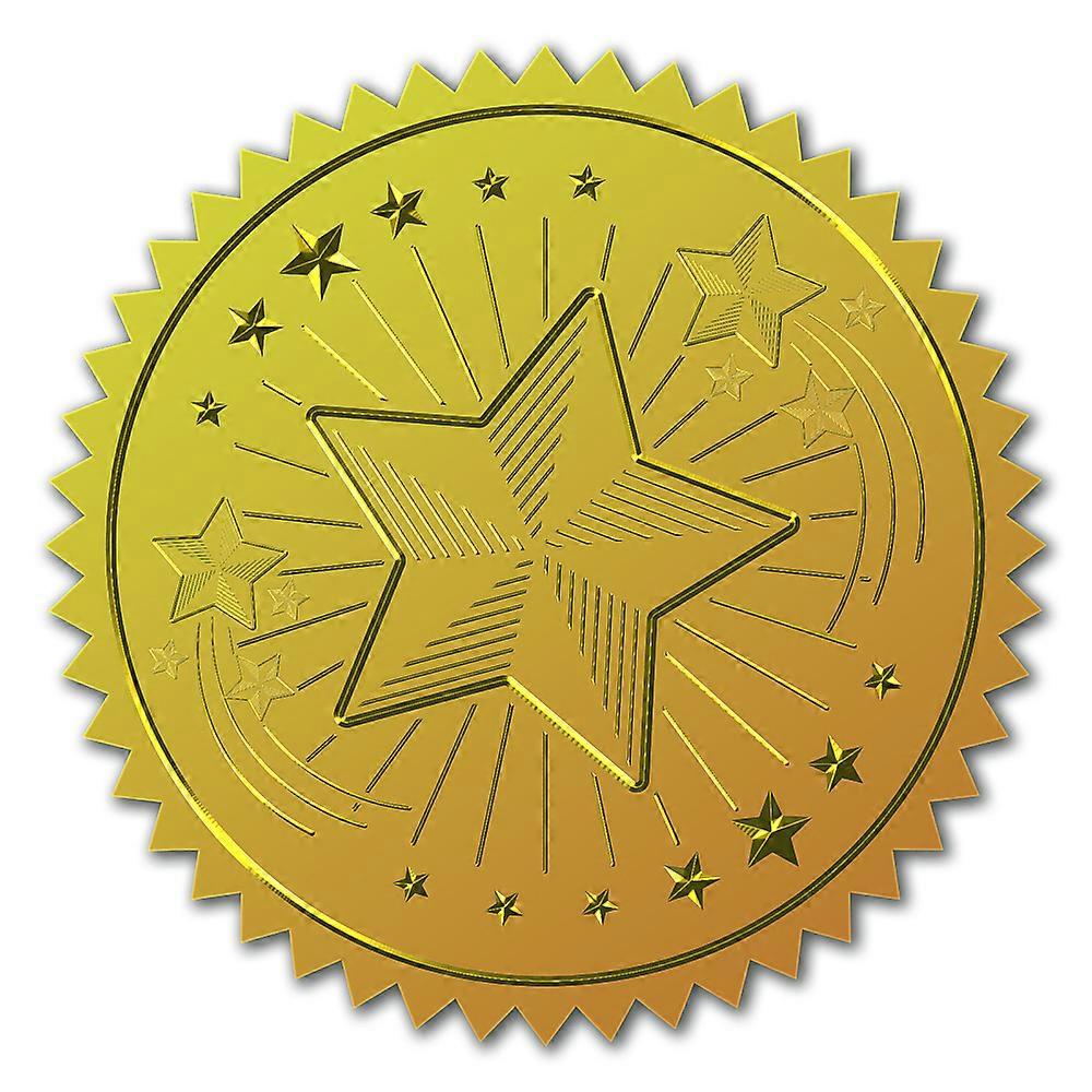 Self Adhesive Gold Foil Embossed Stickers Medal Decoration Sticker Star Pattern 5x5cm