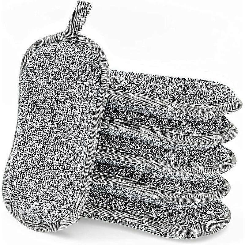 Waschbare Splschwmme, 6 Kratzfeste Doppelseitige Schabpads Antibakterieller Mikrofaserschwamm Reinigt Effektiv Alle Oberflchen. Ideal Fr Teller, Pfann