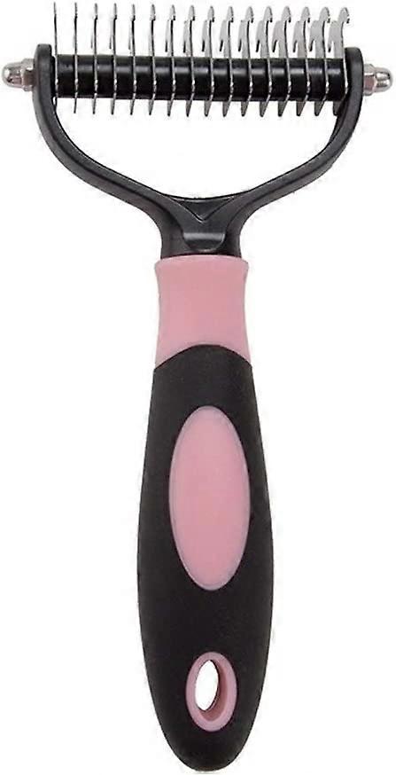 Professional 2 Sided Dematting Dog Comb Cat Safe Durbale Pet Brush Rake Tools Puppy Grooming Durable (Color : Pink, Size : S)