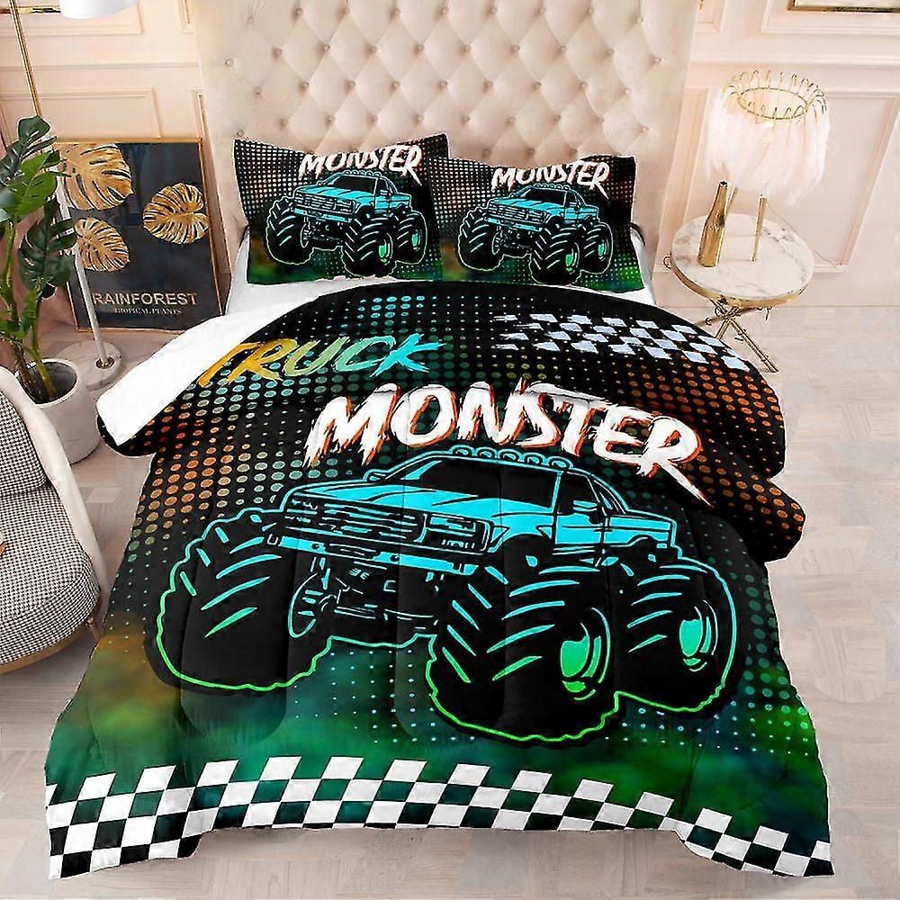 o5721 Lakan Gamepad Print Påslakan Set Lastbilar Mönster Sängkläder Set 3D Bil Bild Täcke Täcke Set för barn Pojkar Fans Nyår Gåva Säng S