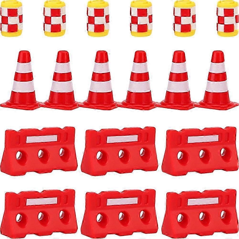 36pcs Mini Traffic Cones Mini Fences and Buckets Traffic Road Toy Playset Traffic Model Toys