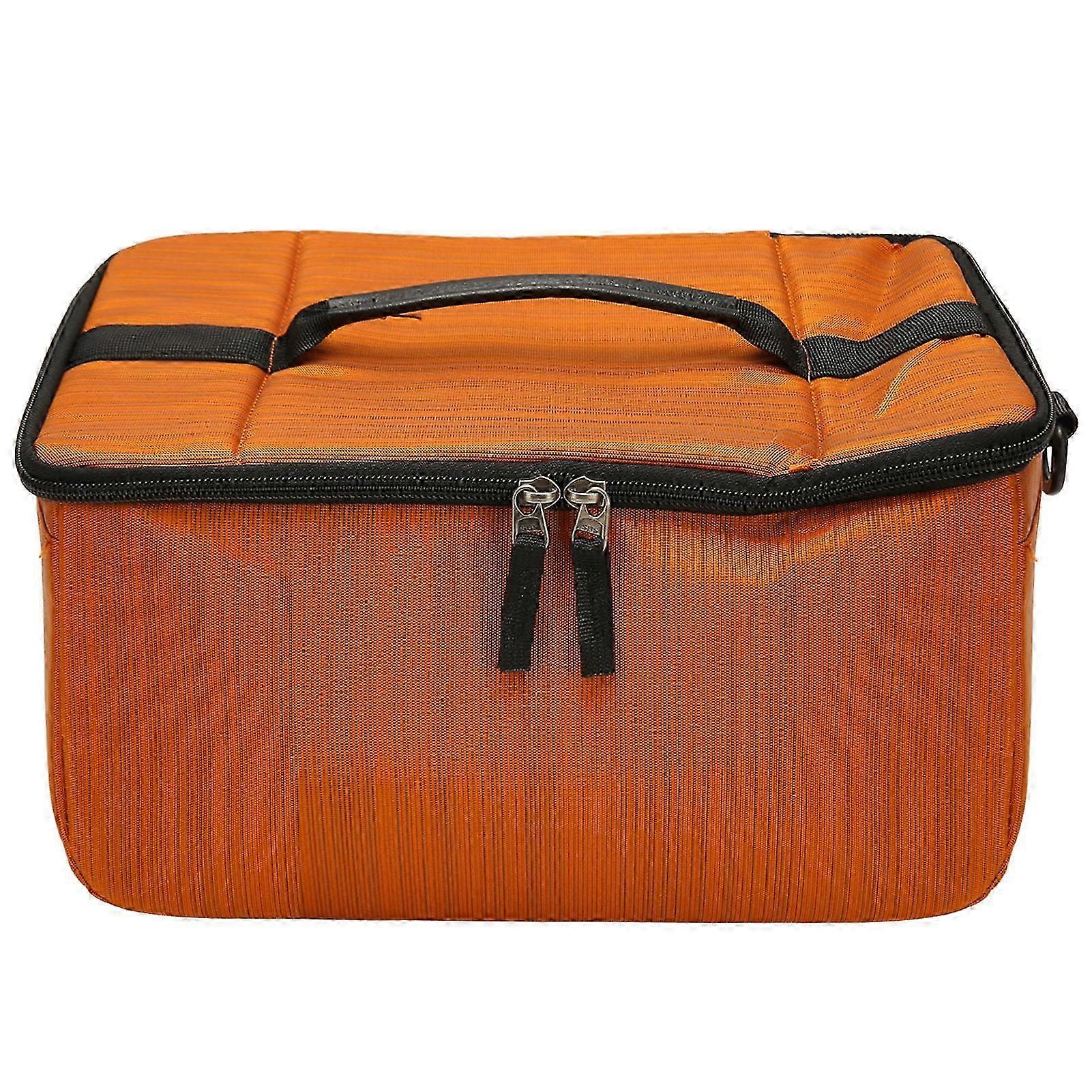 Orange Waterproof Camera Bag with Large Capacity for 2 Cameras and 6 Lenses, Includes 6 Inner Dividers and Widened Strap