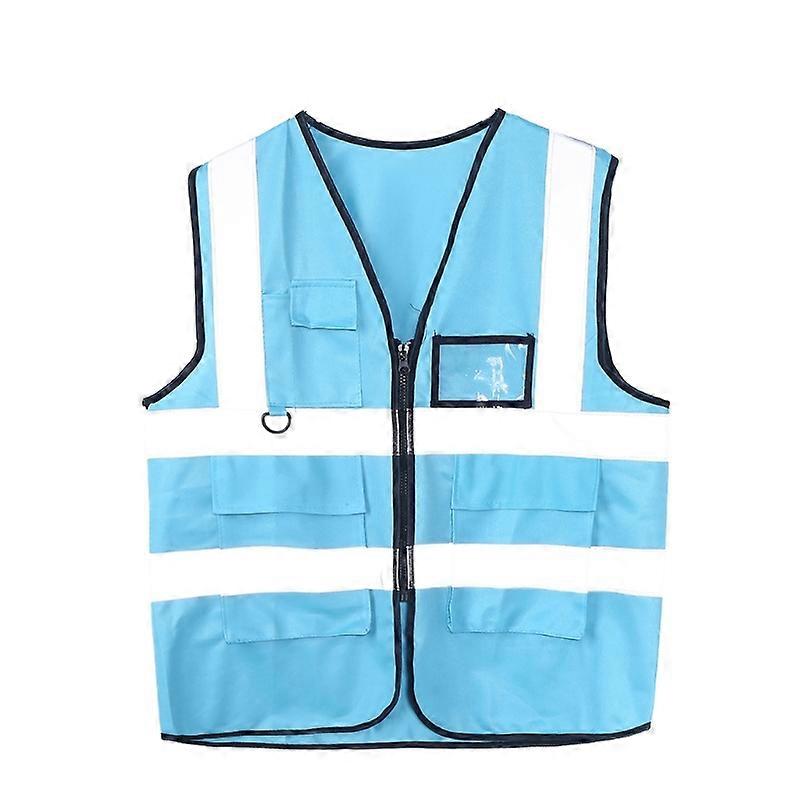 Hi-Vis Safety Vest With Zipper Reflective Jacket Security Waistcoat 5 Pockets