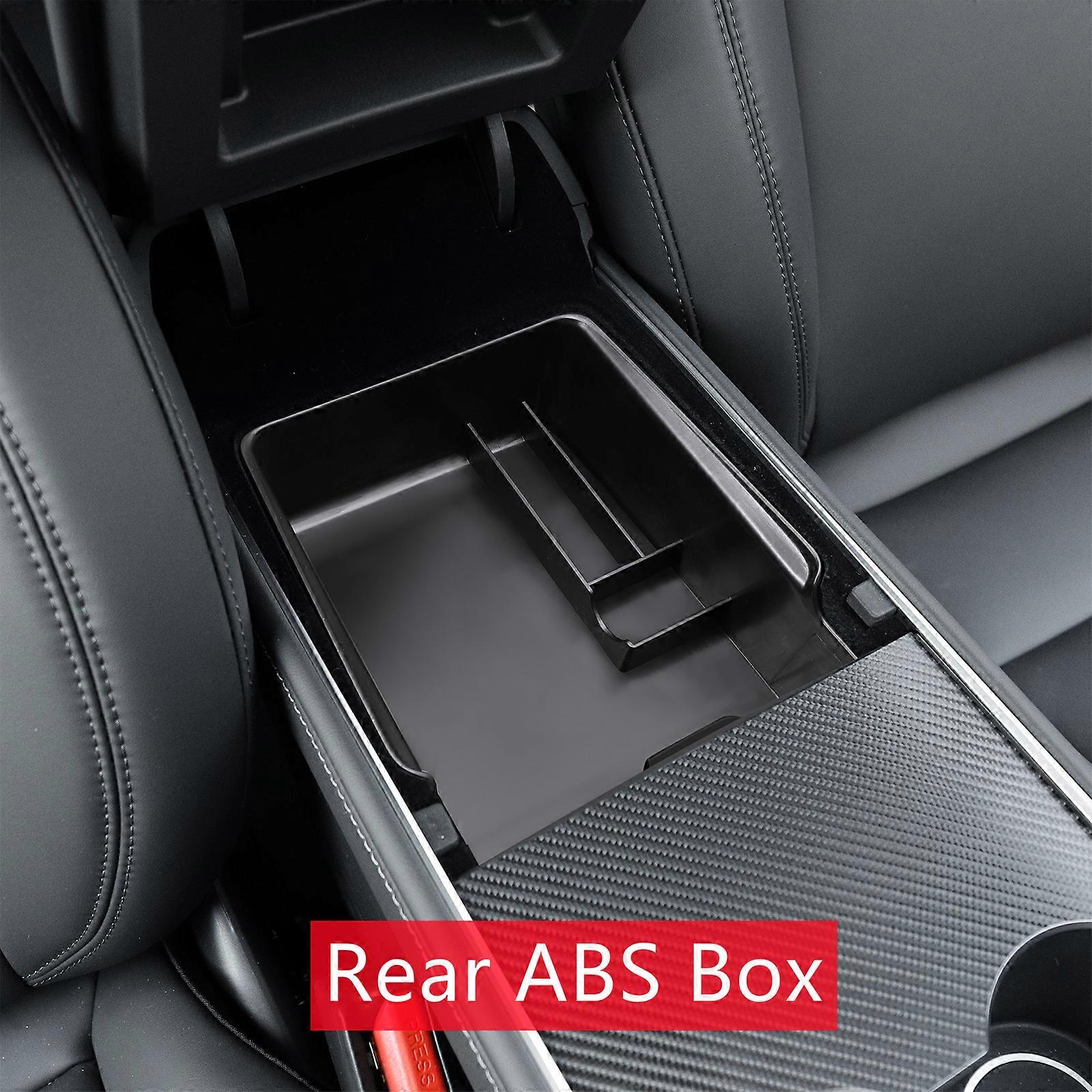 TEFUN For Tesla Model 3 Y 2021 2022 Storage Box Car Central Armrest Flocking/ABS Storage Box Organizer Model 3 2021 Accessories