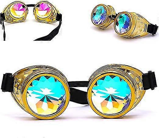 Rainbow Crystal Bling Glasses Kaleidoscope Goth Rivets Kaleidoscope Goggles