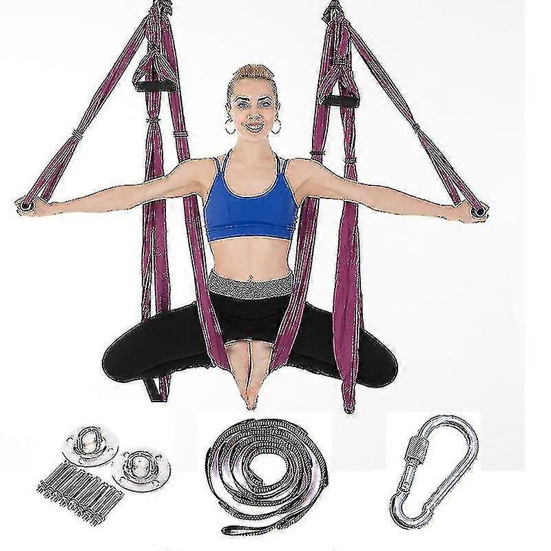Aerial Yoga Swing With 6 Handles Full Set, No Stretch Reversal Gravity Fitness Hammock Fitness Inversion Swing Ceiling Suspended