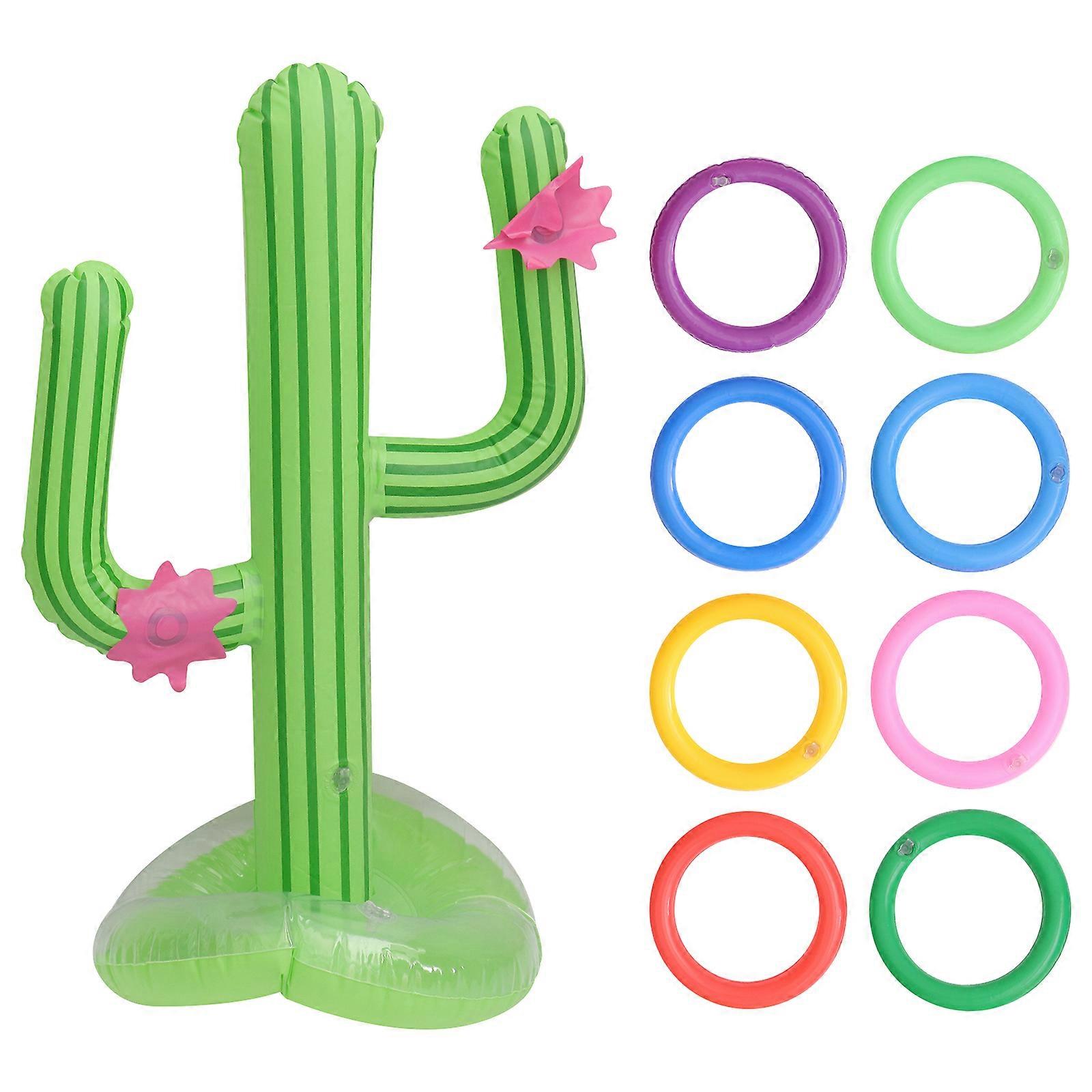 1 Set of Inflatable Cactus Toys Beach Summer Playthings Rings Loop Game Supplies
