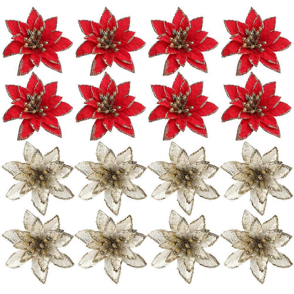 24 st Julkrubba Julgran Blomma Julgran Toppers Plast Julstjärnor