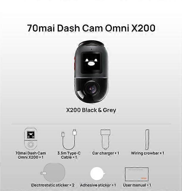 70mai Dash Cam Omni X200 360 Full View Design AI Motion Detection Car DVR Built-in GPS ADAS 24H Parking Monitior eMMC Storage