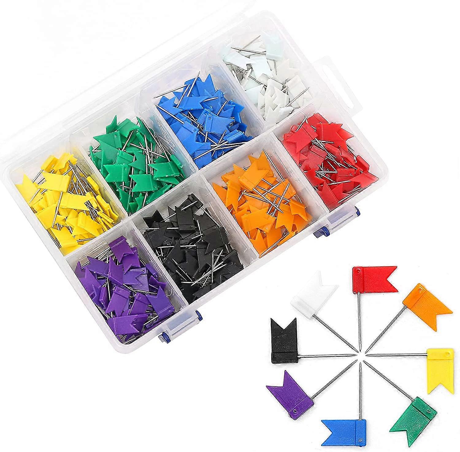 Colored Flag Map Push Pins - UBIUO 400 Pack Multicolored Decorative Travel Map Tacks Plastic Head with Steel Point for Cork Bulletin Board, Picture Ha