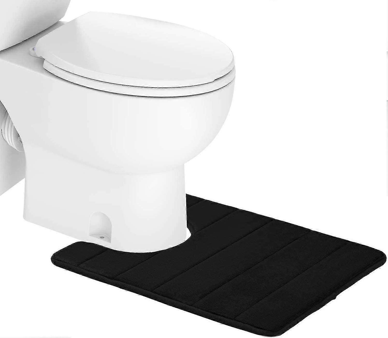 Badezimmerteppich, Memory Foam Contour WC-Badewannenteppich, U-förmig rutschabsorbierend Dick Weichwaschbare Badezimmerteppiche, 20 "X 24" (schwarz)