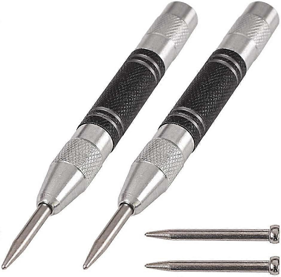 2 Pack 5" Automatic Hole Punch Spring Loaded, Adjustable Tension, with 2 Replacement Tips