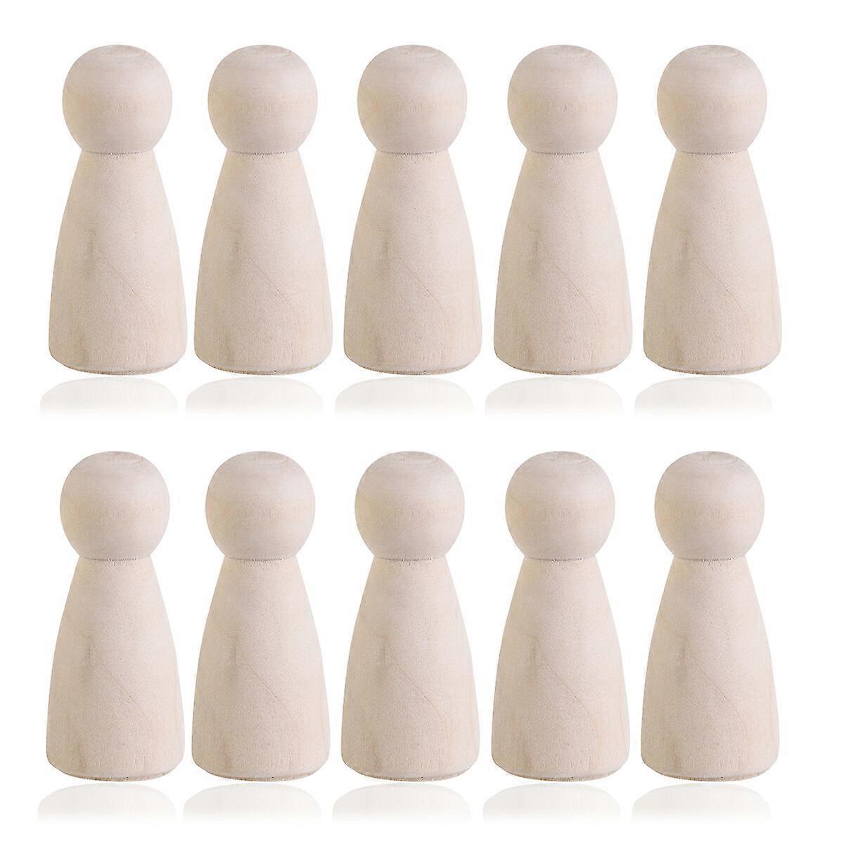 10stk DIY almindelig blank træpind dukker Brude figurer bryllupskage toppers