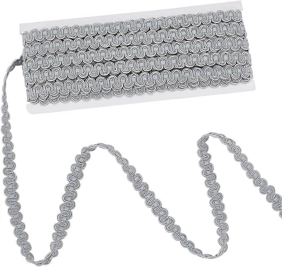 11 Yards Silver Wave Gimp Braid Trim Decorative Gimp Braid 0.4inch Width Classic Polyester Woven Braid Trim for Costume Curtain Lampshade Bag DIY Craf