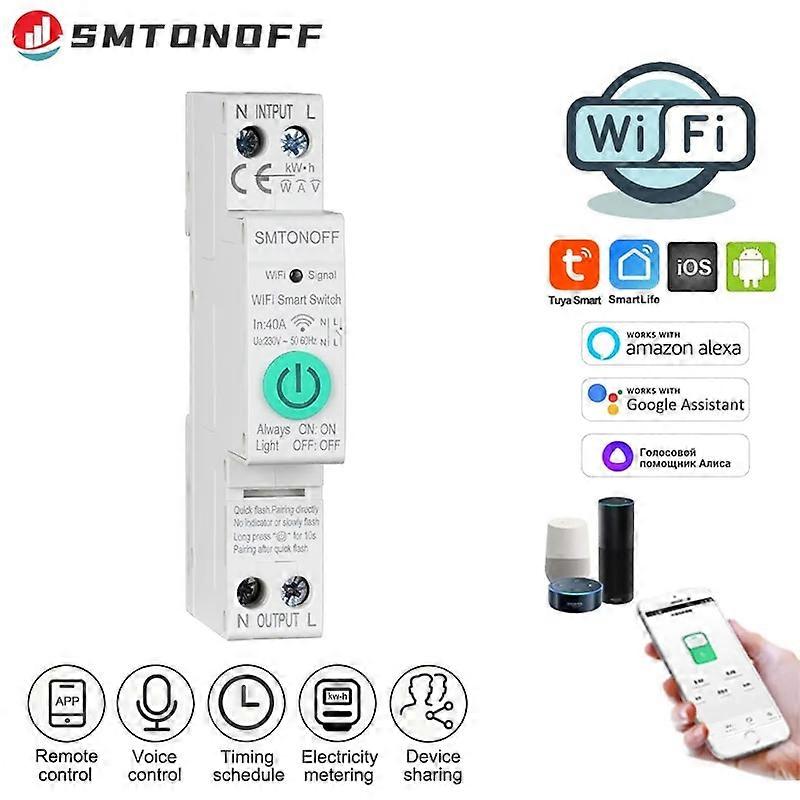18mm40A Tuya Einphasige Din Rail WIFI Smart Energy Meter Timer Stromverbrauchsmonitor kWh Meter Wattmeter 110V 220V 50/60Hz