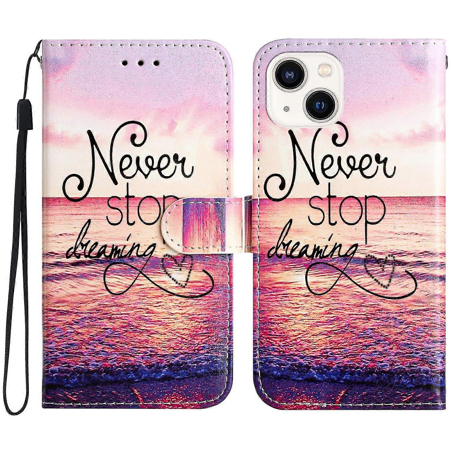 For Iphone 15 Plus Pu Leather Wallet Case Pattern Printing Stand Protective Phone Cover