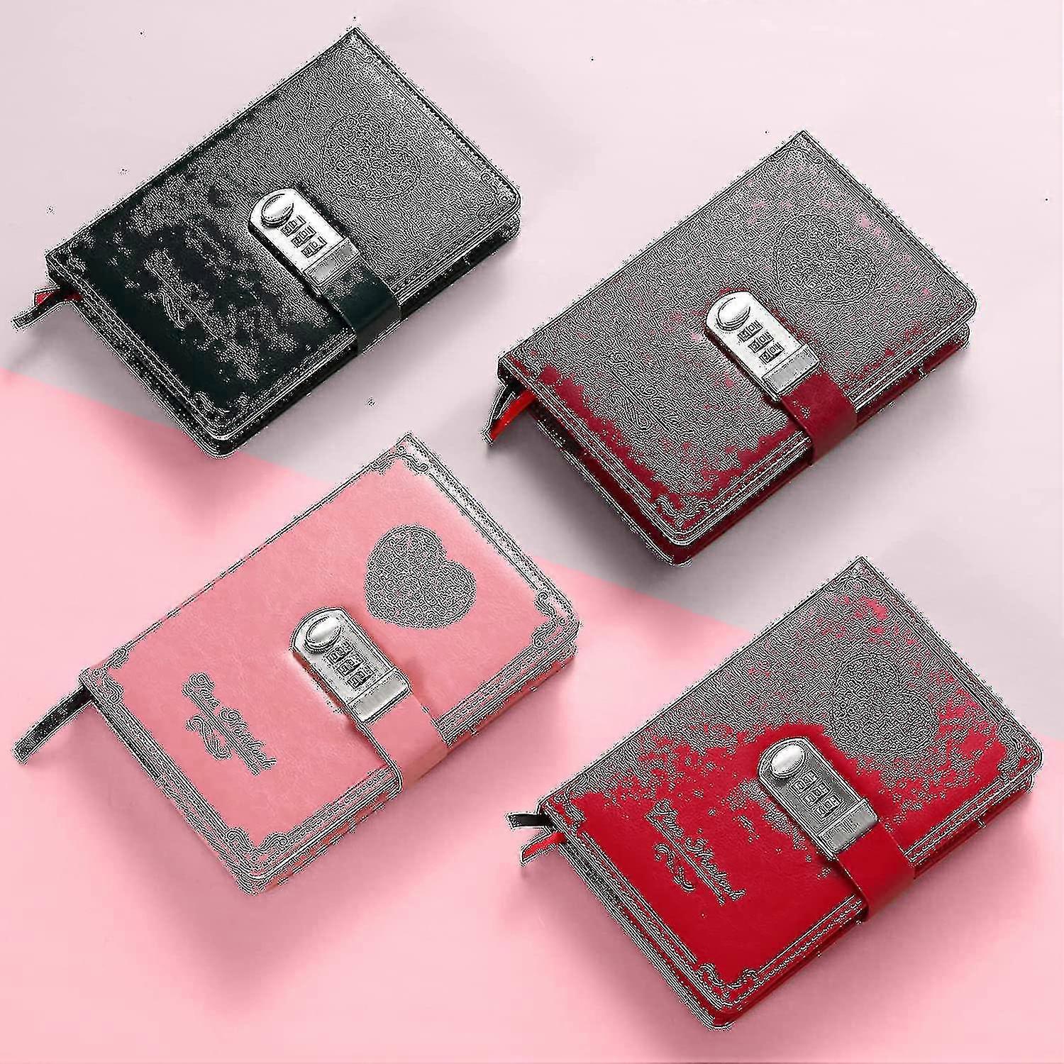 Diary With Lock For Girls - Leather Password Locking Journal Cute Secret Diaries Notebook With Combination Lock For Women Adults B6