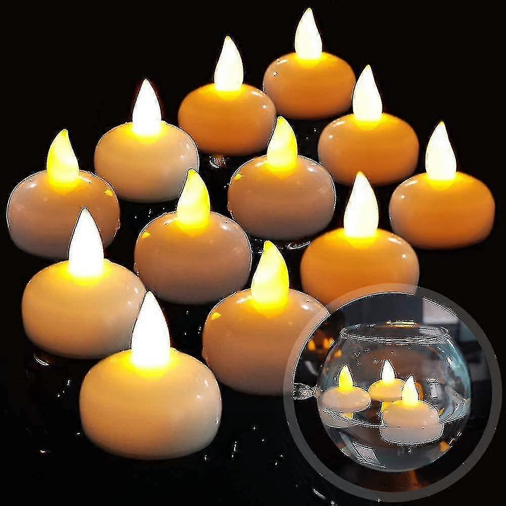 12 Led Smart Sensing Floating Water Candle Waterproof Pool Decoration
