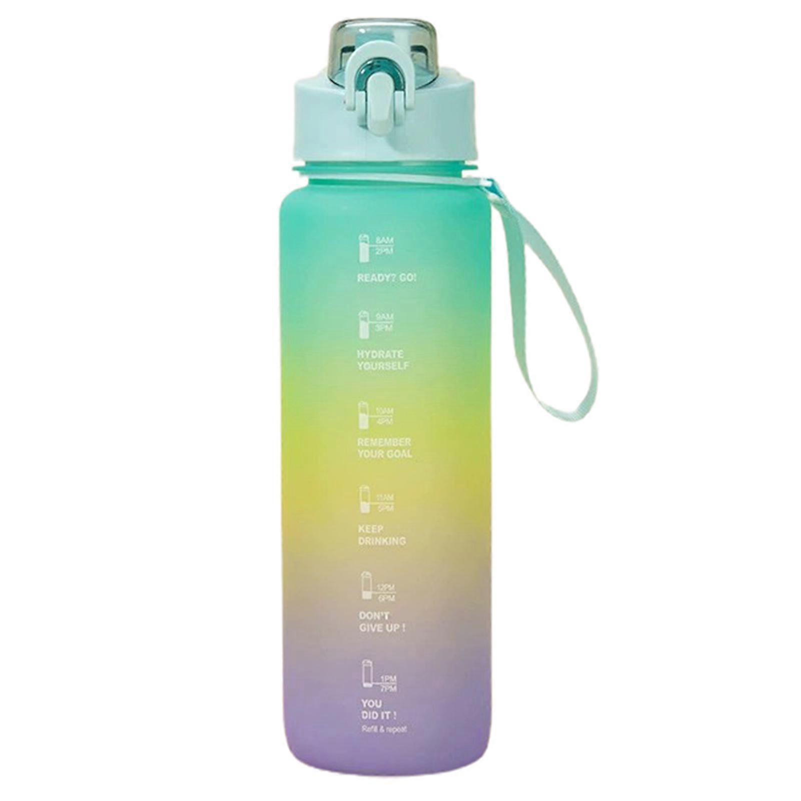 1000ML Water Cup Safety Lock Clear Scale Bouncing Lid Well Sealed Leak-proof Gradient Color Drinking Cup Home Supply Jikaixiang