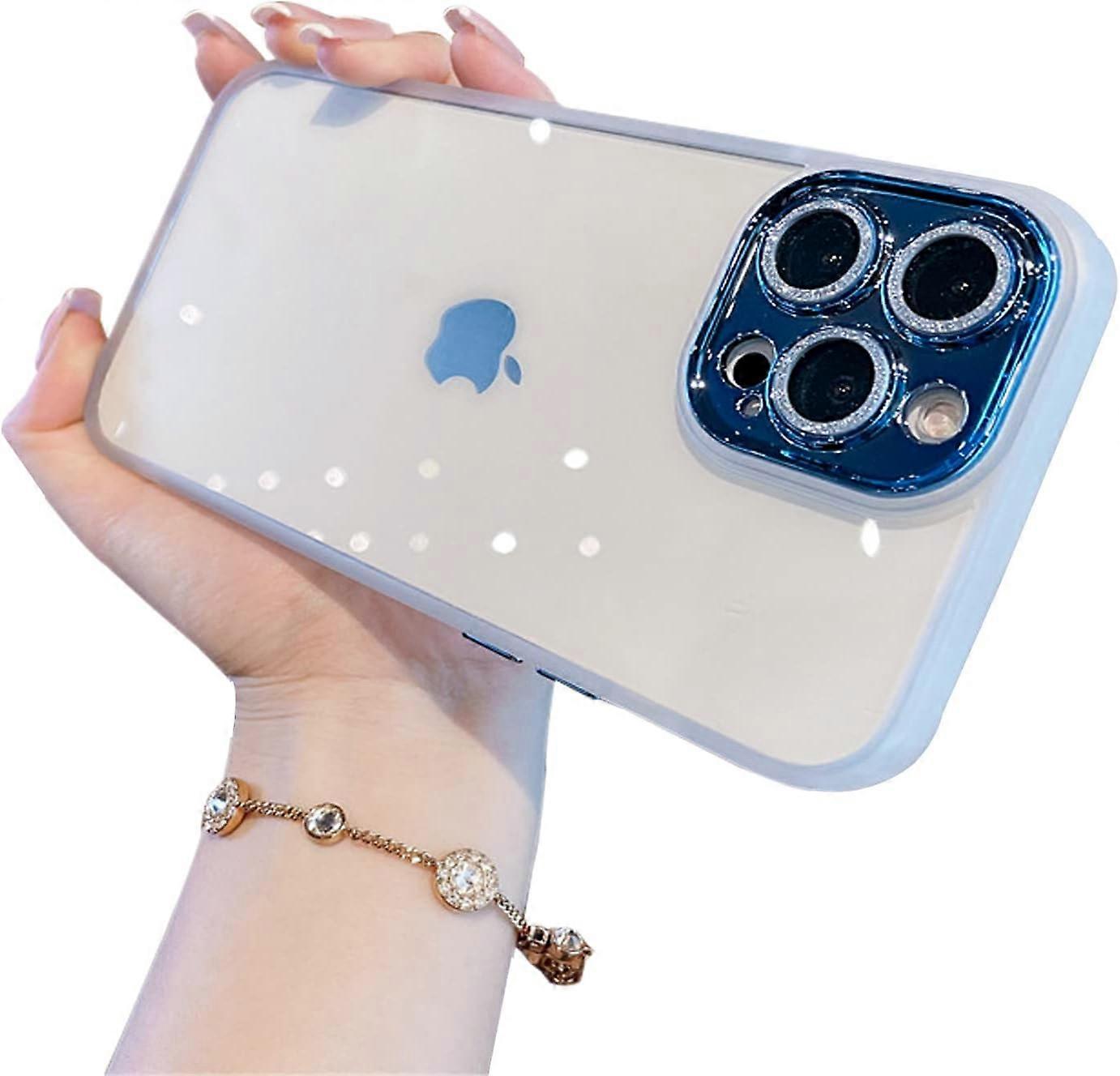 Clear Sparkly Phone Case Compatible iPhone 13 Case with Bling Cute Diamond Camera Lens Cover, Soft TPU Shockproof Protective Glitter Case for Girls Wo