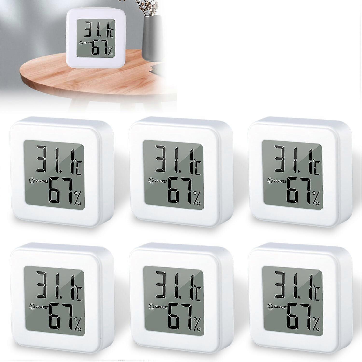 Pack of 6 mini thermometer hygrometer, LCD digital thermometer hygrometer indoor, room thermometer room thermometer temperature and humidity meter