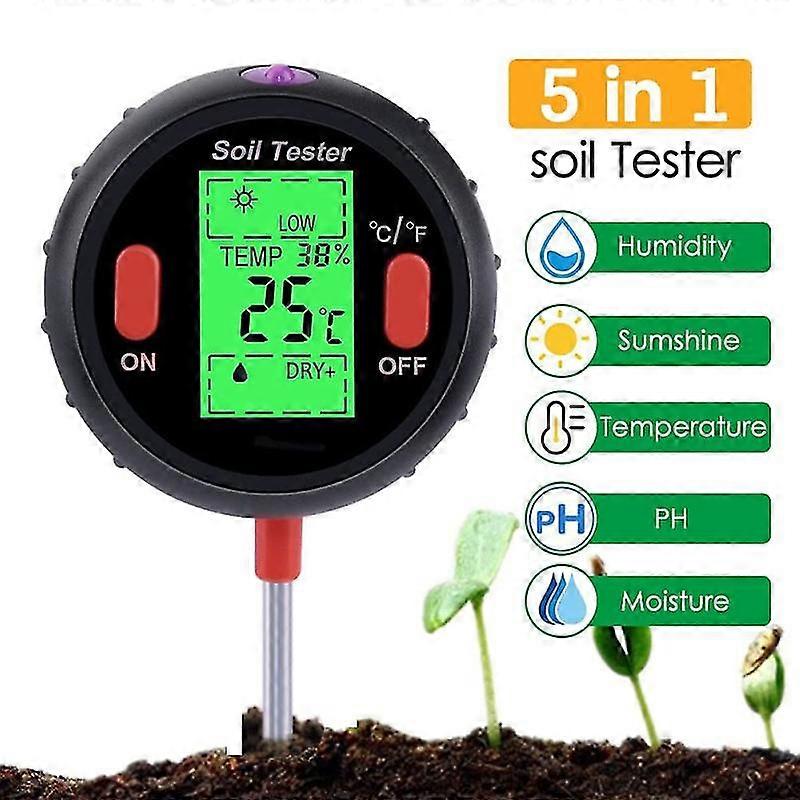 Soil Tester Multiple Function Large Screen Electronic Digital Display Soil Moisture Ph Temperature Illumination Meter