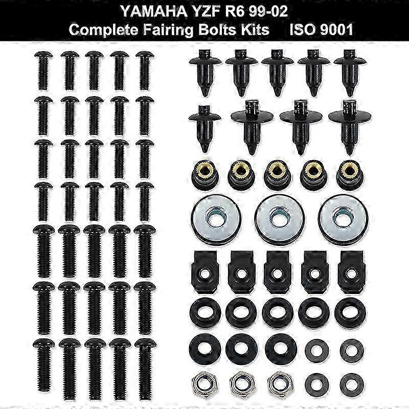 Vynikajúce prispôsobenie pre Yamaha YZFR6 YZF-R6 R6 1999 2000 2001 2002 Kompletná súprava skrutiek kapotáže Matice Súprava skrutiek z nehrdzavejúcej ocele