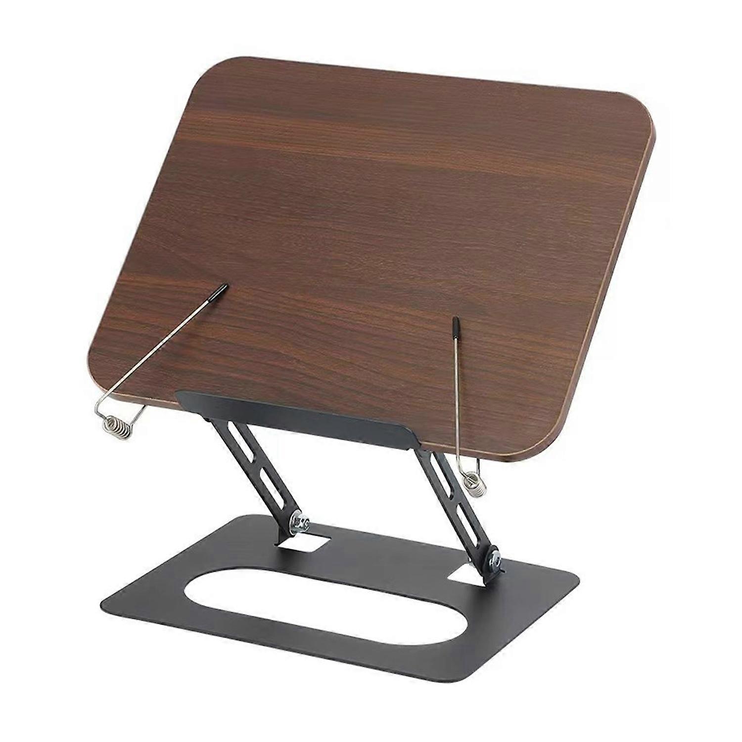 Wooden Book Holder Liftable Reading Stand with 360° Swivel Base Elastic Page Clips Reading Holder