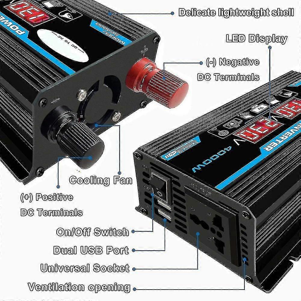Neue 4000w 12v 220v / 110v Led Ac Auto Wechselrichter Konverter Ladegerät Adapter Inversor Dual USB Transformator Modifizierte Sinuswelle