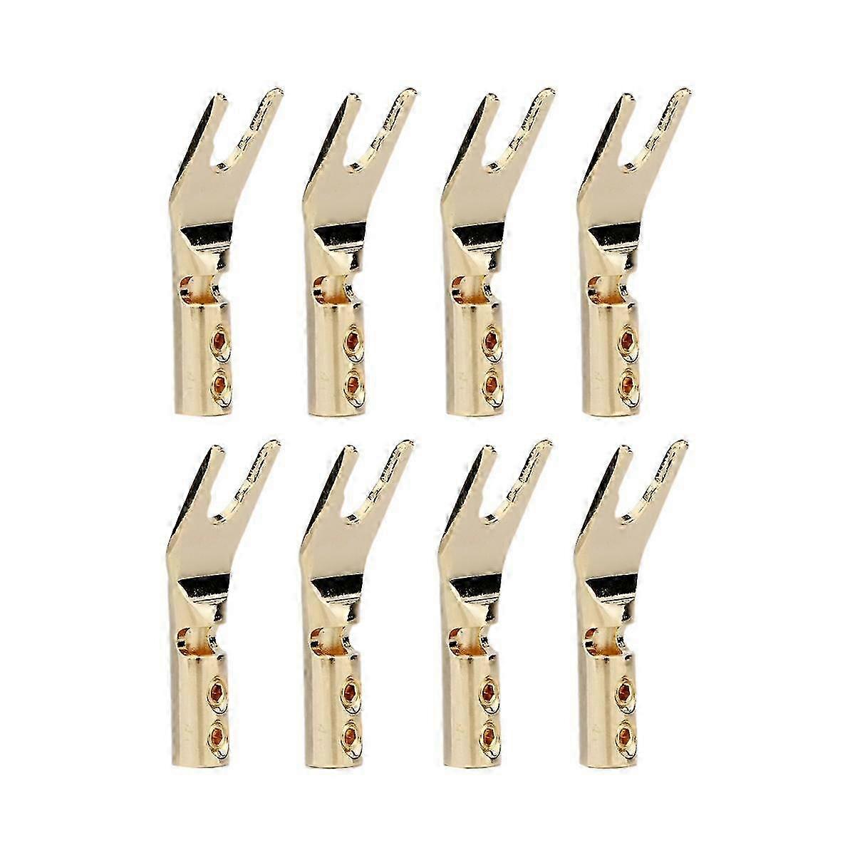 8PCS HIFIバナナYスペードY金メッキ純銅スクリューフォークHiFiスピーカースペードコネクタプラグ-