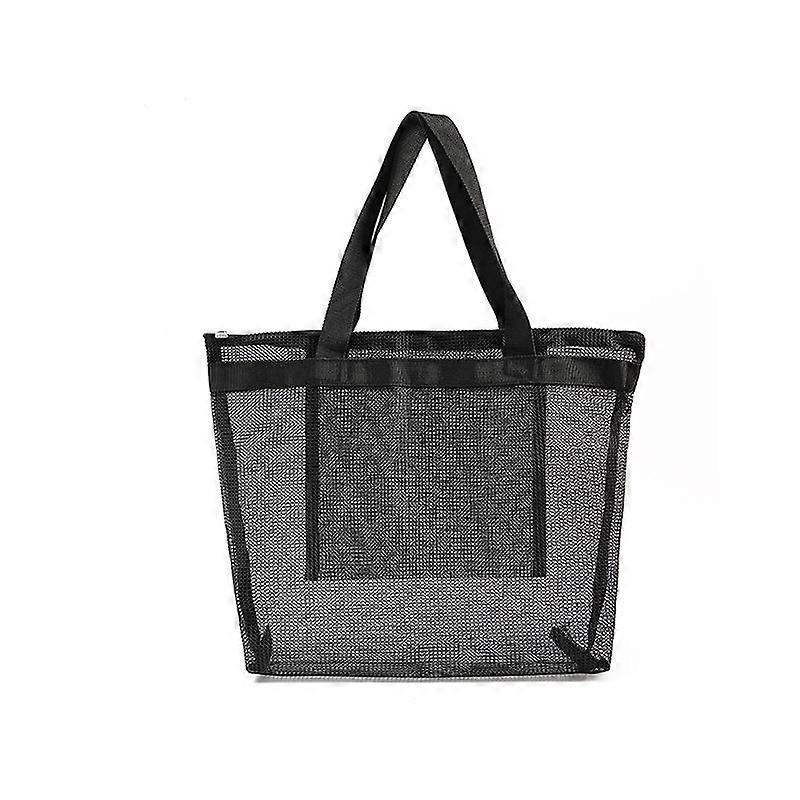 Beach Tote Bag,Large Mesh Beach Clear Folding Shoulder Bag Reusable Shopping Handbag Sand Toys Storage Bag Family Beach Holiday Grocery Organizer Net