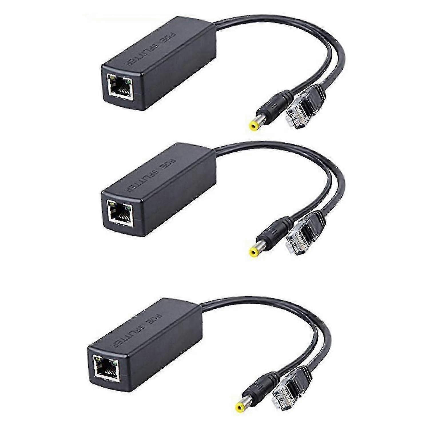 3pcs מפצל Poe 48v עד 12v מחברי Poe מזרק מאריך מפצל ieee802.3af / at 10/100m תואם P