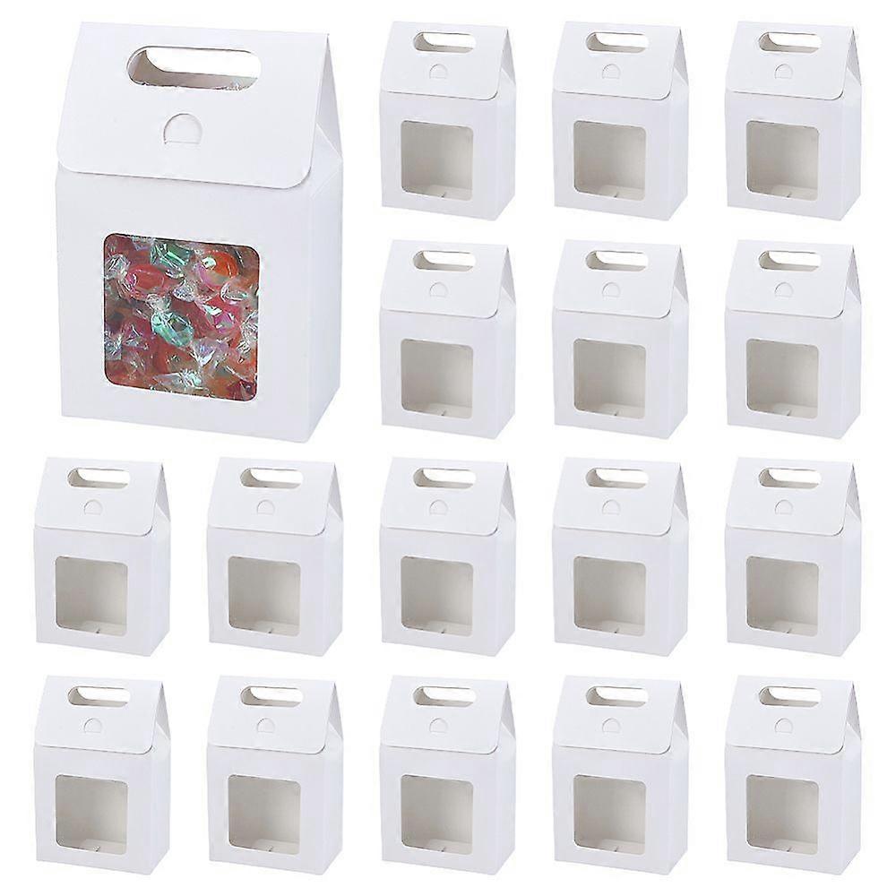 20pc Rectangle Cardboard Fold Gift Box with Window for Pie Cookies and Cakes Packaging White 14x8x19cm
