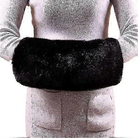 フェイクファーハンドマフ女性ウォームフェイクファーマフ20 * 35CMブラック