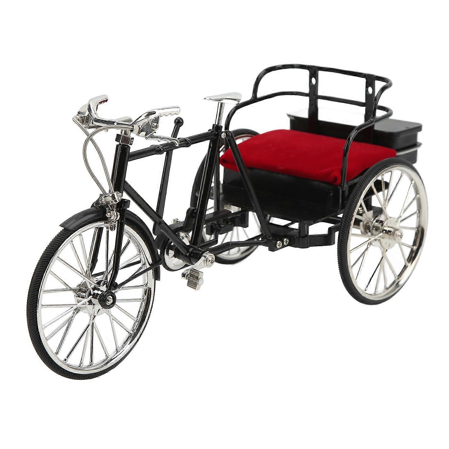 Retro Cycle Rickshaw Model Beautiful Easy Assembly Vintage Bike Model Ornament Toy for Shelf Desktop