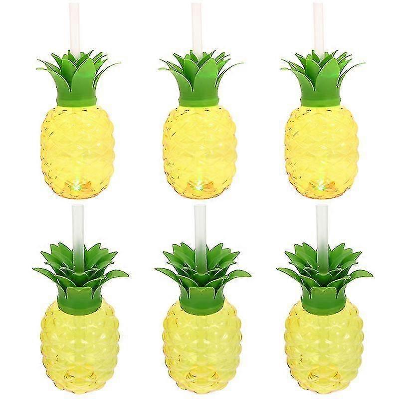 6pcs Plastic Pineapple Cup - Tropical-Themed Cups for Refreshing Beverages