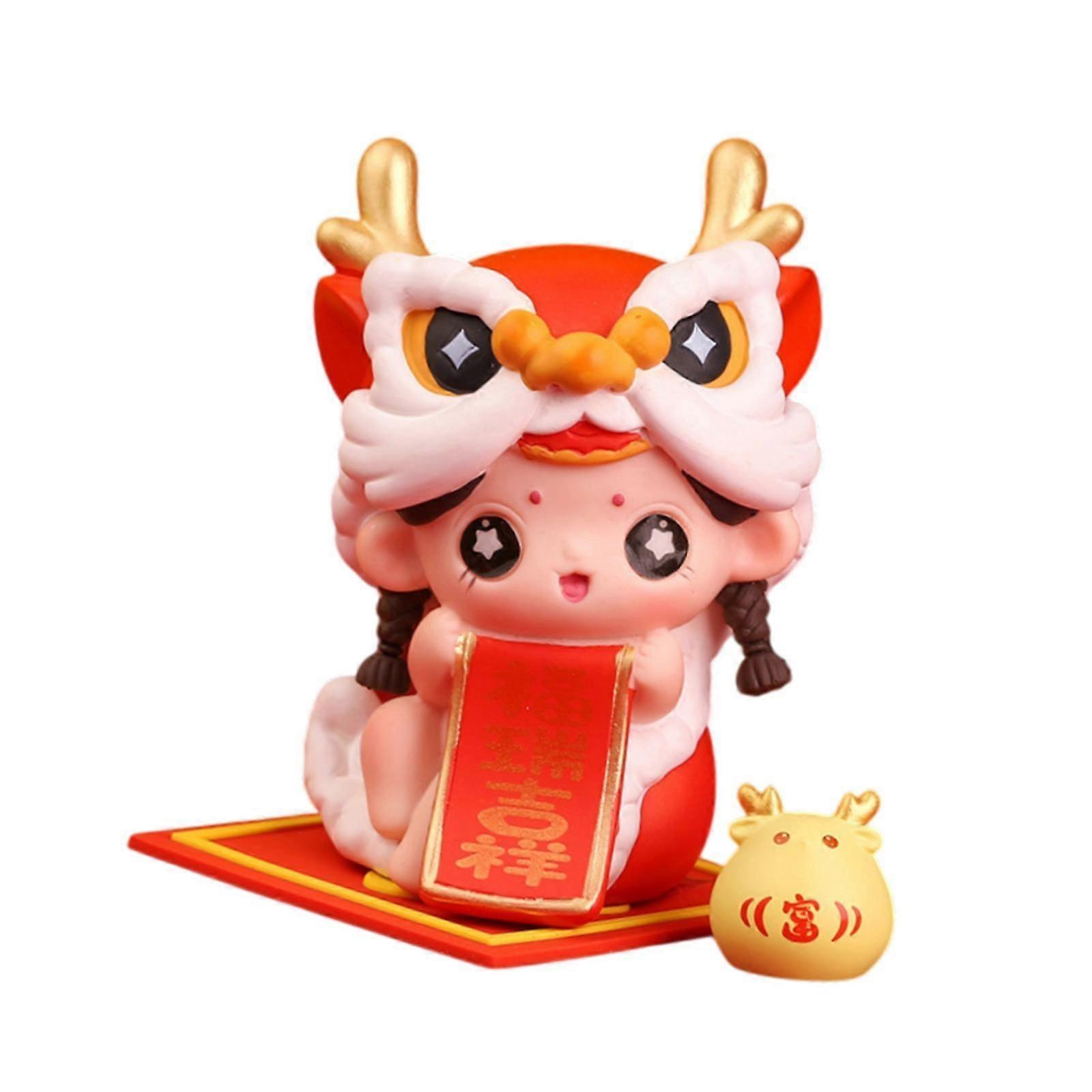 Chinese New Year Doll Figurine Car Dashboard Sculpture for Cabinet Bookshelf Style A