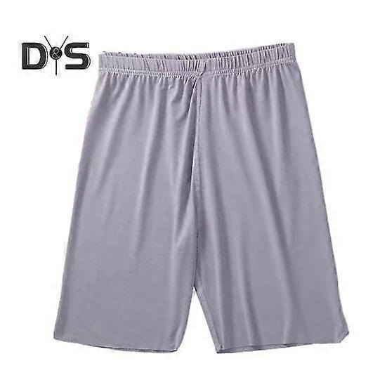 Men Men Pajama Shorts Elastic Waist Soft Breathable Knee Length Thin Comfortable Silky Solid Color Stretch Men Homewear Pants