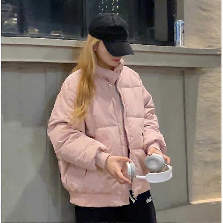 Winter Warmth Women's Solid Color Bread Coat Thickened with Stand Collar