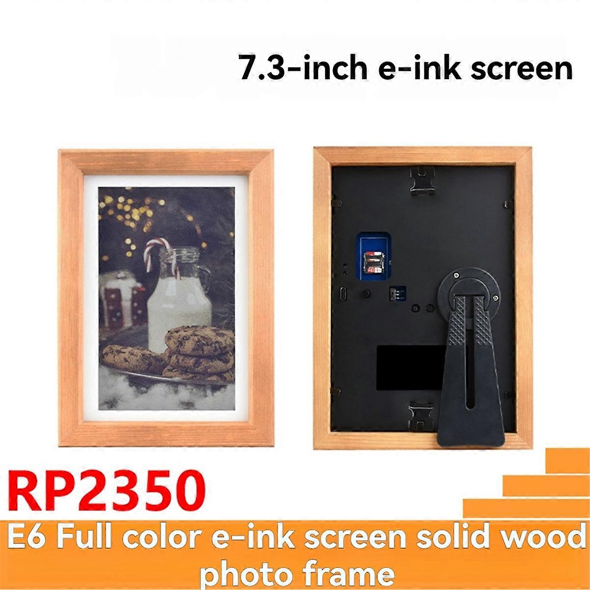 7.3inch E6 Full Color E-Paper with Solid Wood Photo Frame Ultra-Long ...