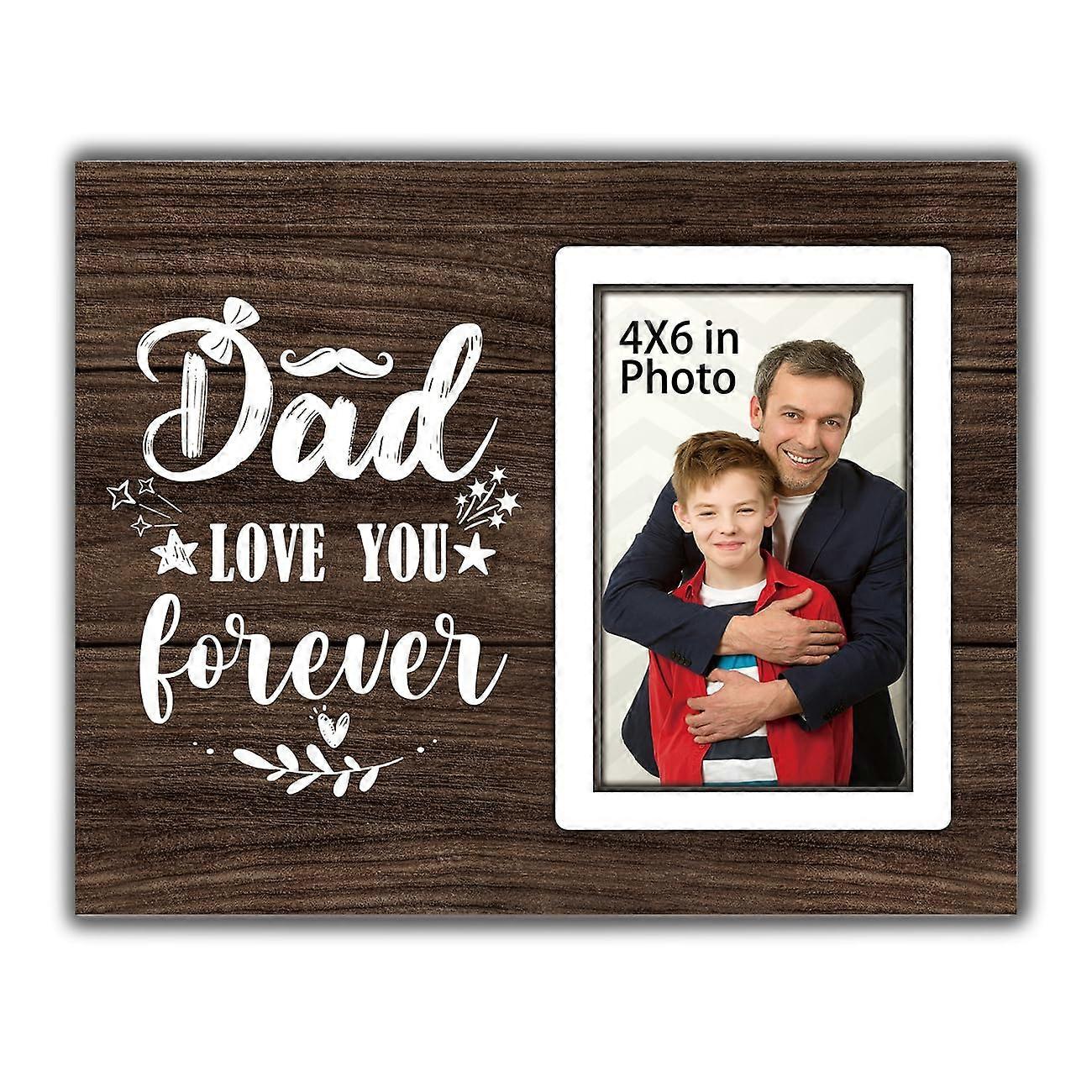 Unique Wooden Picture Frame for Father's Day Gifts for Dad, Rustic Design, 8x10 Inches, Personalized Engraving, Lightweight Wood