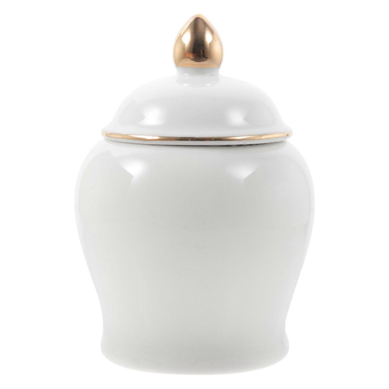 Solid Color Tea Storage Jar Ceramic Canister Multi-function Tea Canister Household Storage Canister