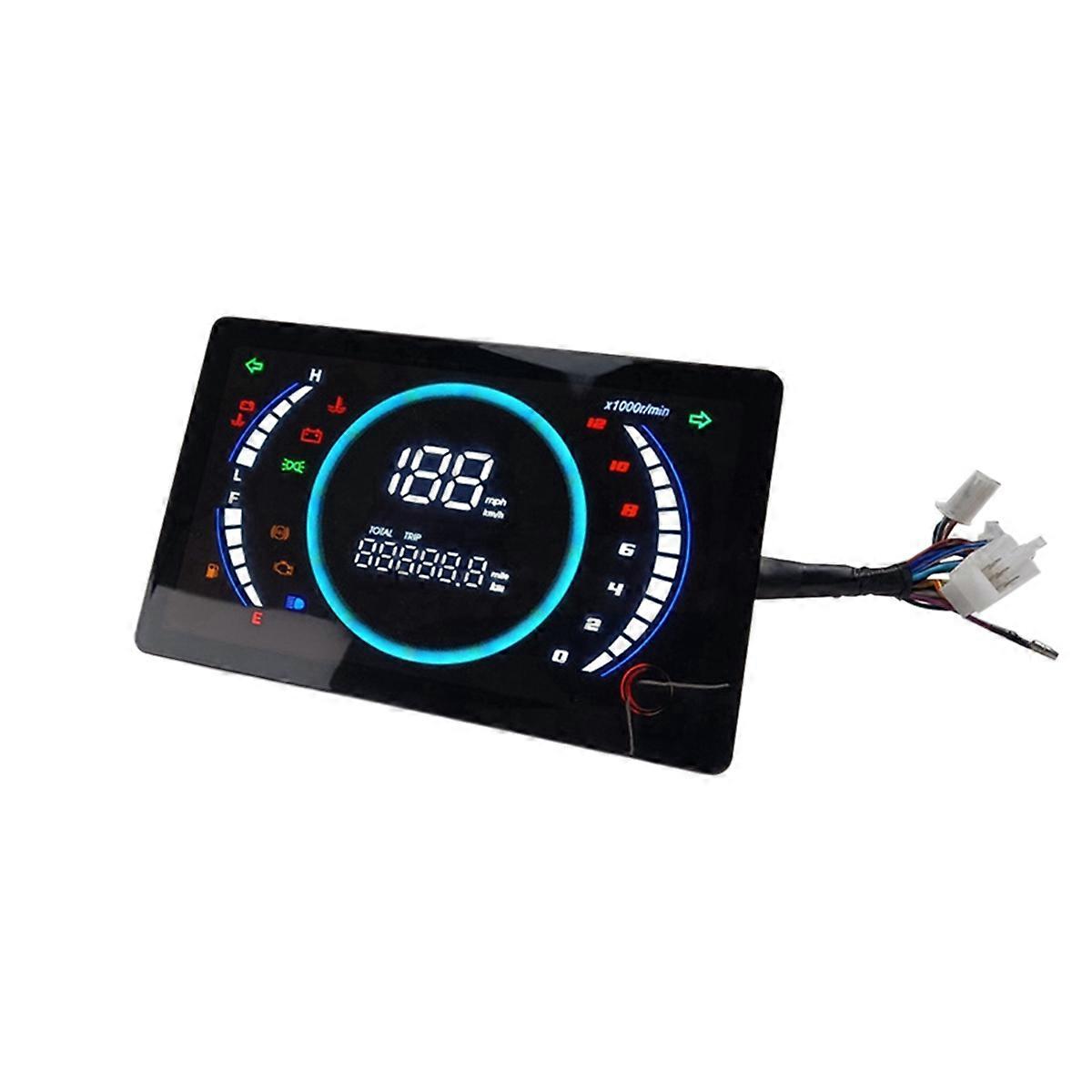 12V Universal Adjustable LED Digital Motorcycle Speedometer RPM Dashboard with Temperature Gear 199