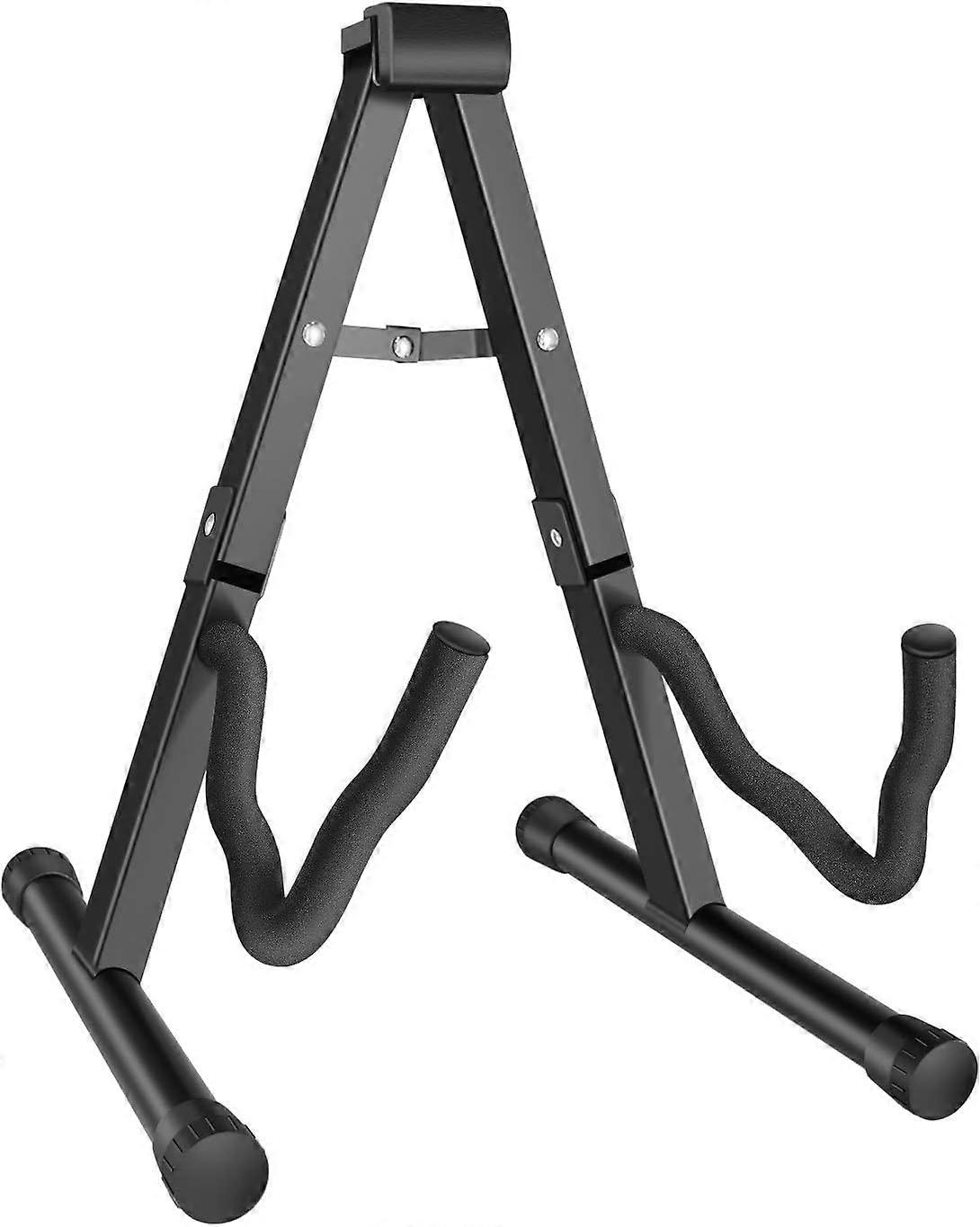 A-Frame Design Universal Guitar Stand, Portable Foldable With Adjustable Width, Sturdy Metal Build, Non-Slip Rubber Feet, And Quick Lock Mechanism