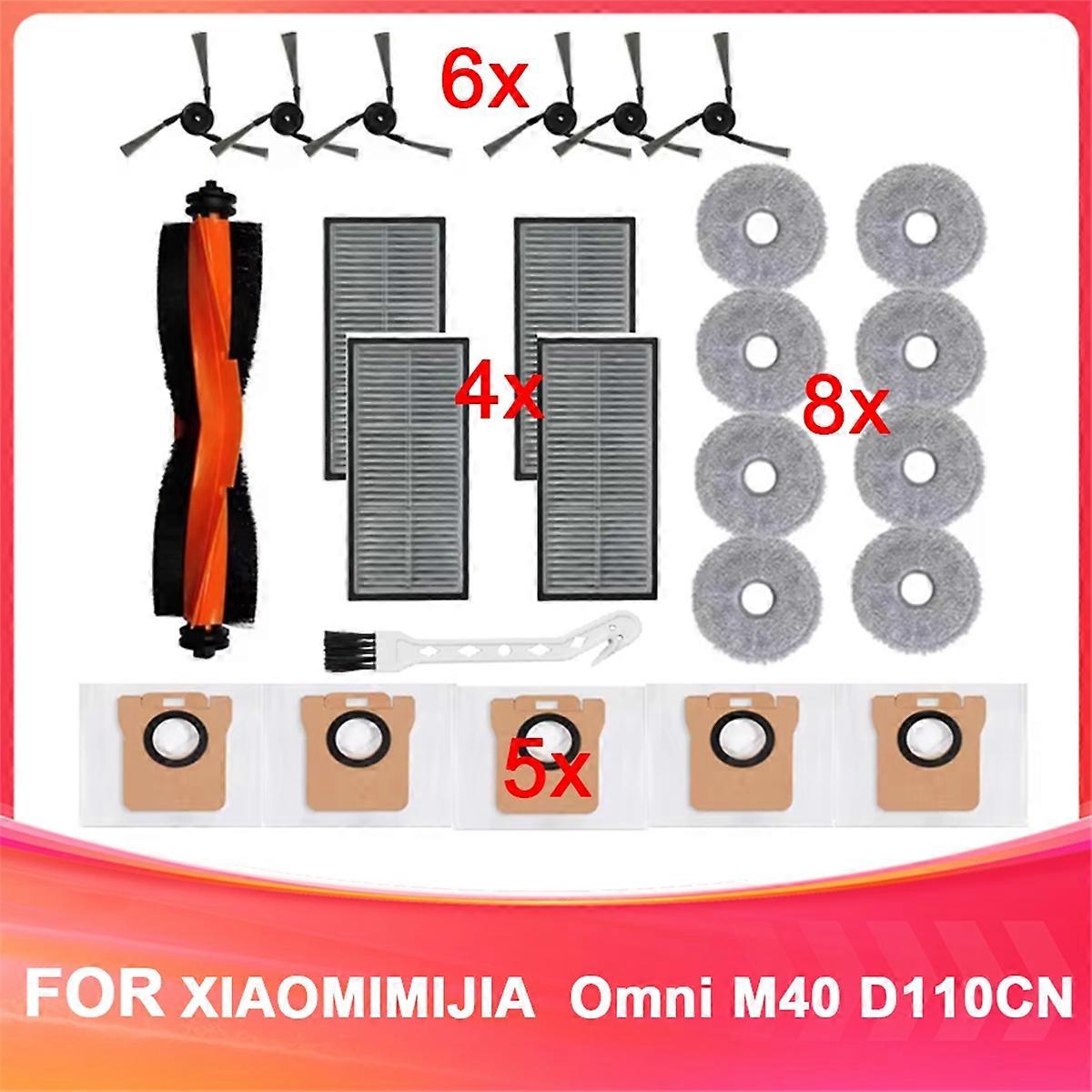 For Omni M40 D110CN Replacement Parts Main Side Brush Hepa Filter Mop Cloth Dust Bag Accessories