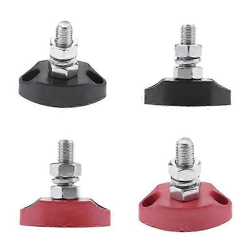 4pcs Dc 12v Bus Bar Terminal Block - 1/4 Inch 6mm Positive Insulated Single Stud Power And Ground Junction Post