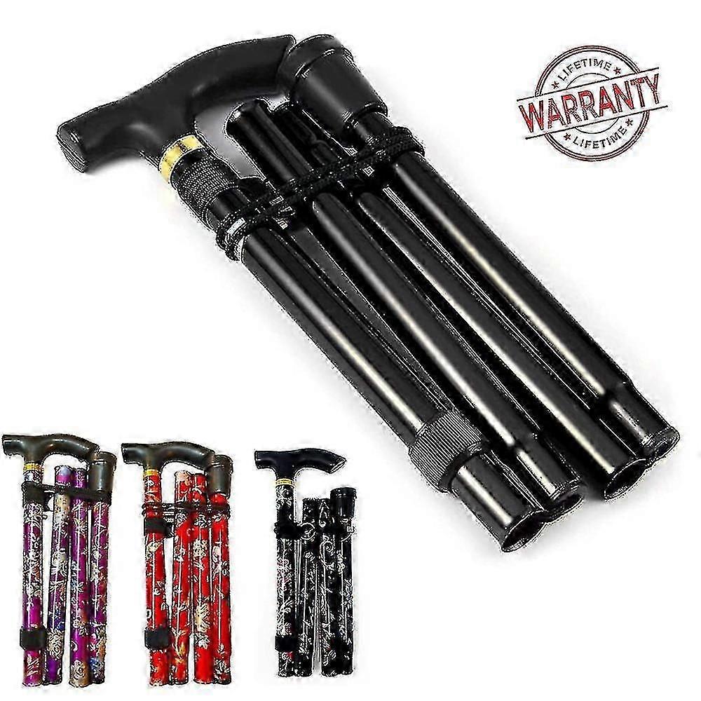 Walking Stick Easy Fold Adjustable Mobility Collapsible  Black