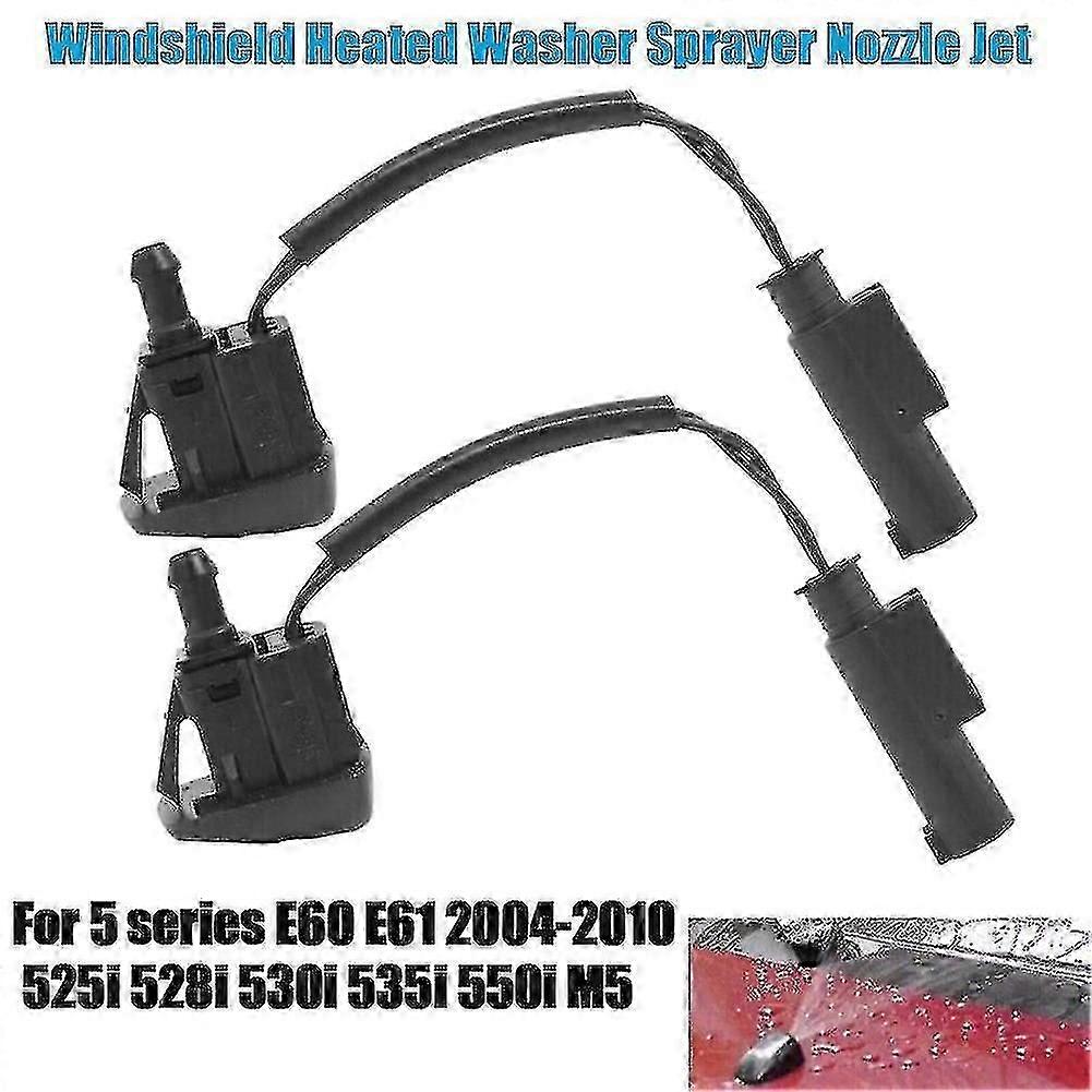 1 Pair Windshield Heated Washer Sprayer Nozzle Jet 61667046060 For- 5 Series E60 E61 2004-2010 525i