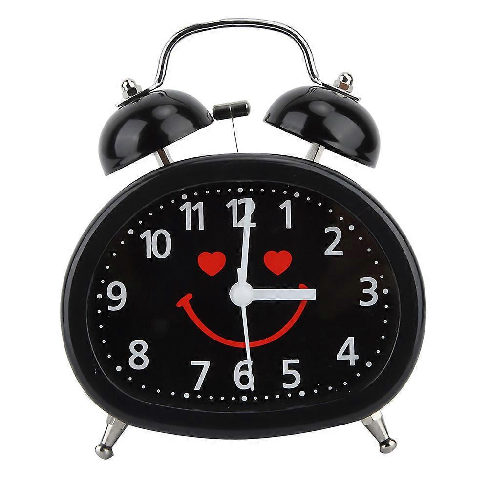 Cute Face Night Luminous Alarm Clock Double Bell Alarm Clock Bedside Clock